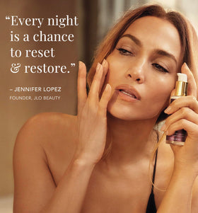 JLO BEAUTY routine reminder to wear SPF after AHAs/BHAs.