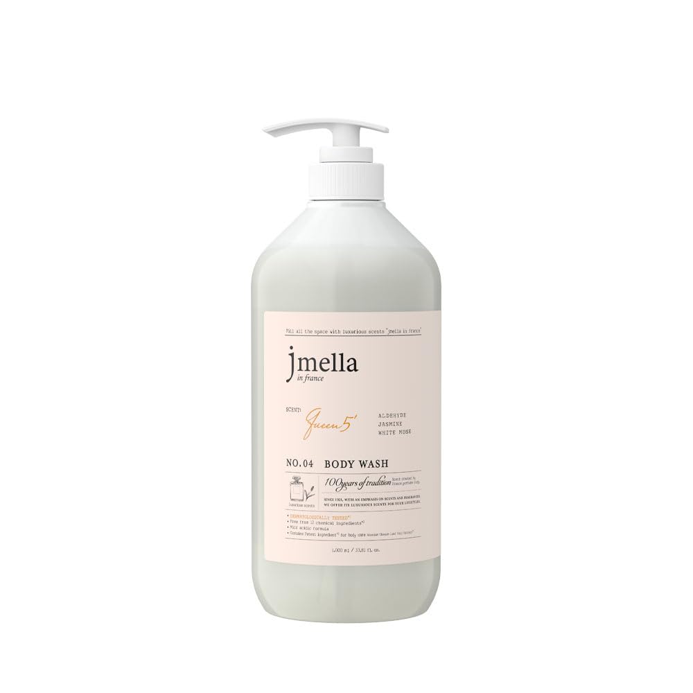 jmella Queen5 Body Wash bottle front shows luxury fragrance for daily pampering