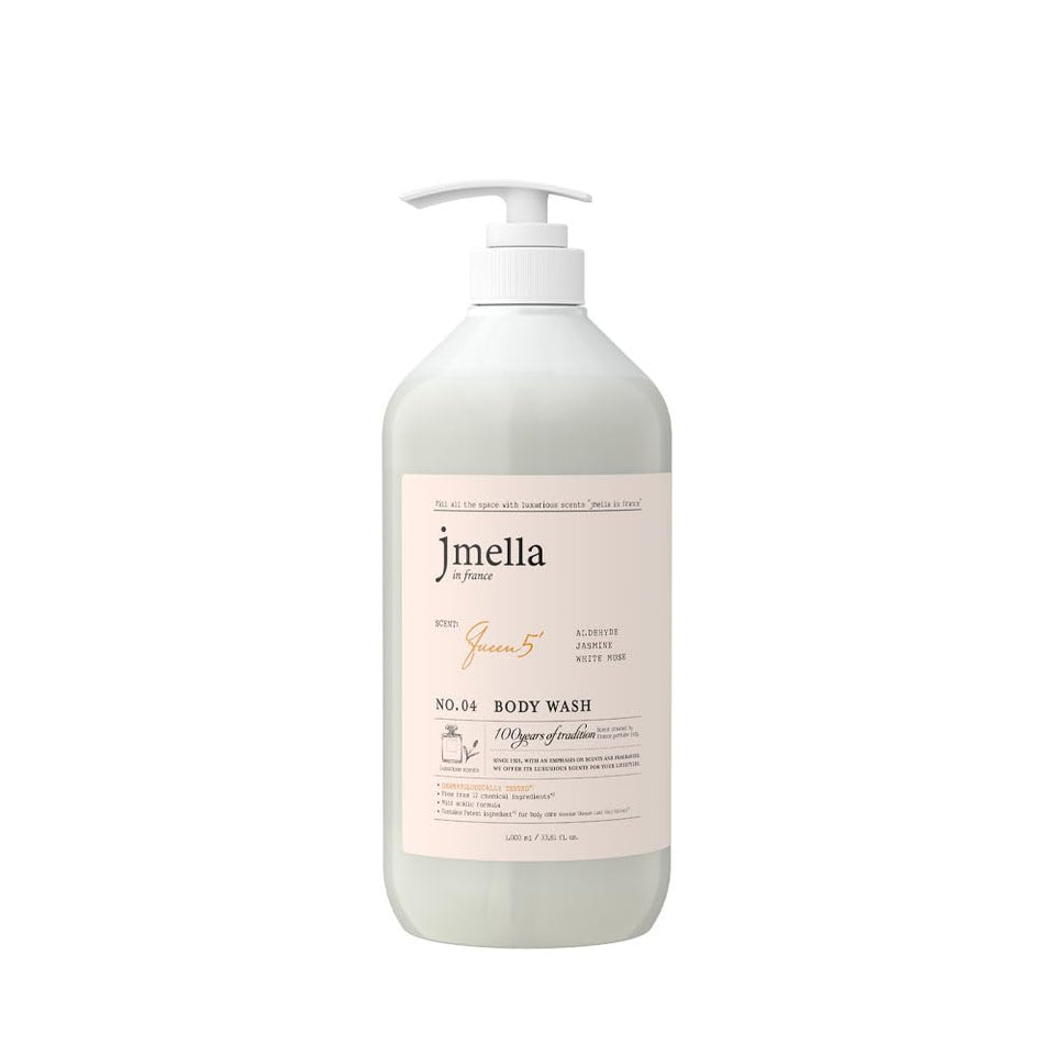 jmella Queen5 Body Wash bottle front shows luxury fragrance for daily pampering