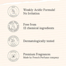 jmella Queen5 bottle label indicates paraben-free formula for sensitive cleansing