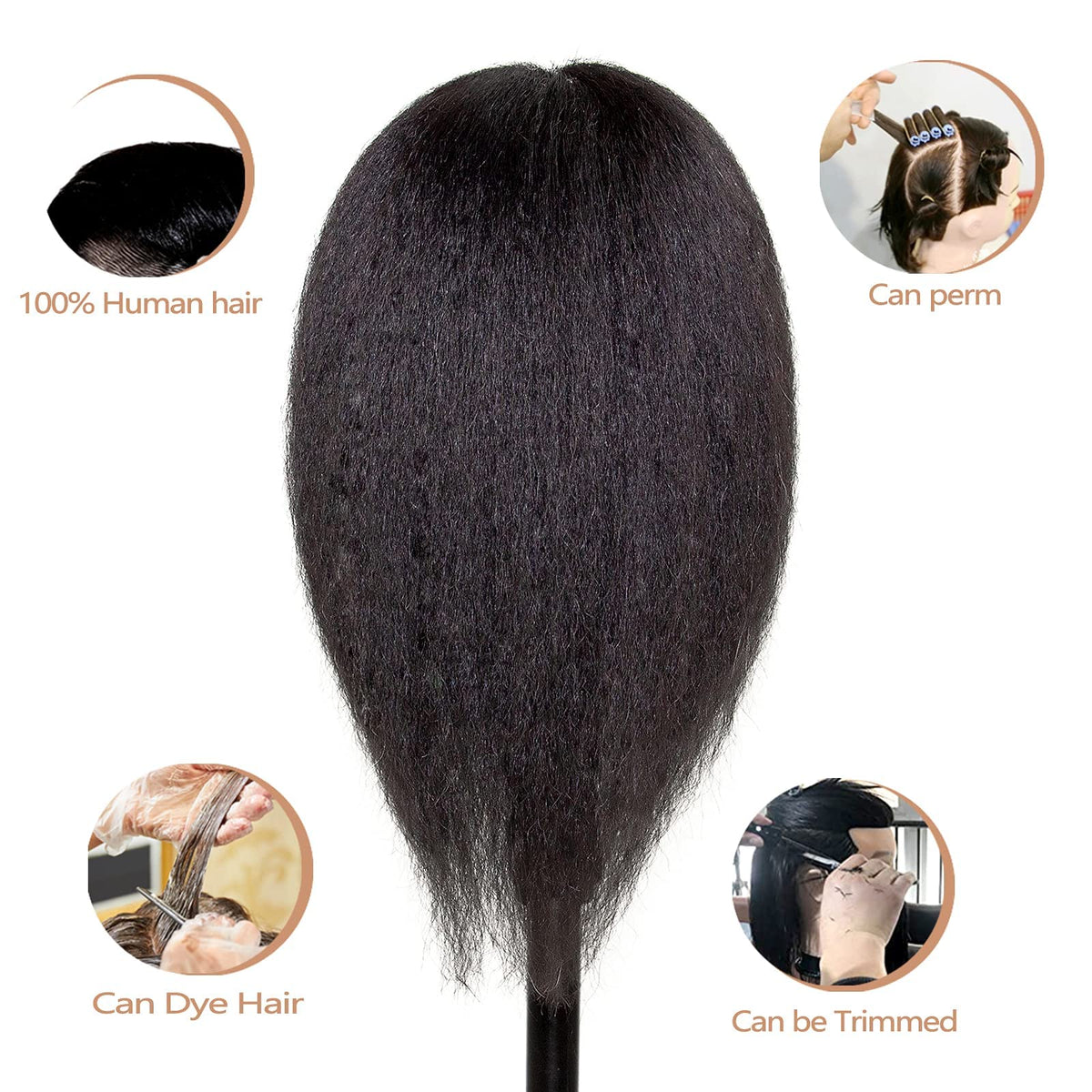 JMHAIR real-hair training head with included tools for comprehensive practice sessions