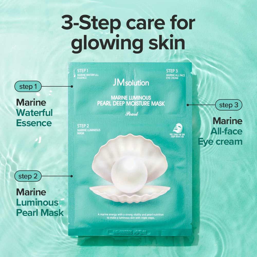 JMsolution Marine Luminous Pearl 3-step set packaging highlights a complete routine