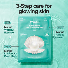 JMsolution Marine Luminous Pearl 3-step set packaging highlights a complete routine