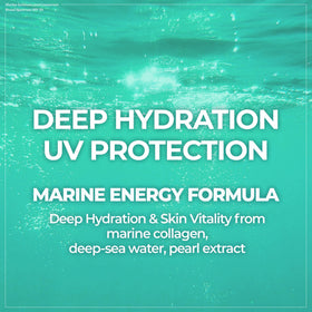 JMsolution Marine Pearl UV Cream close-up shows skin-friendly finish with no white cast.