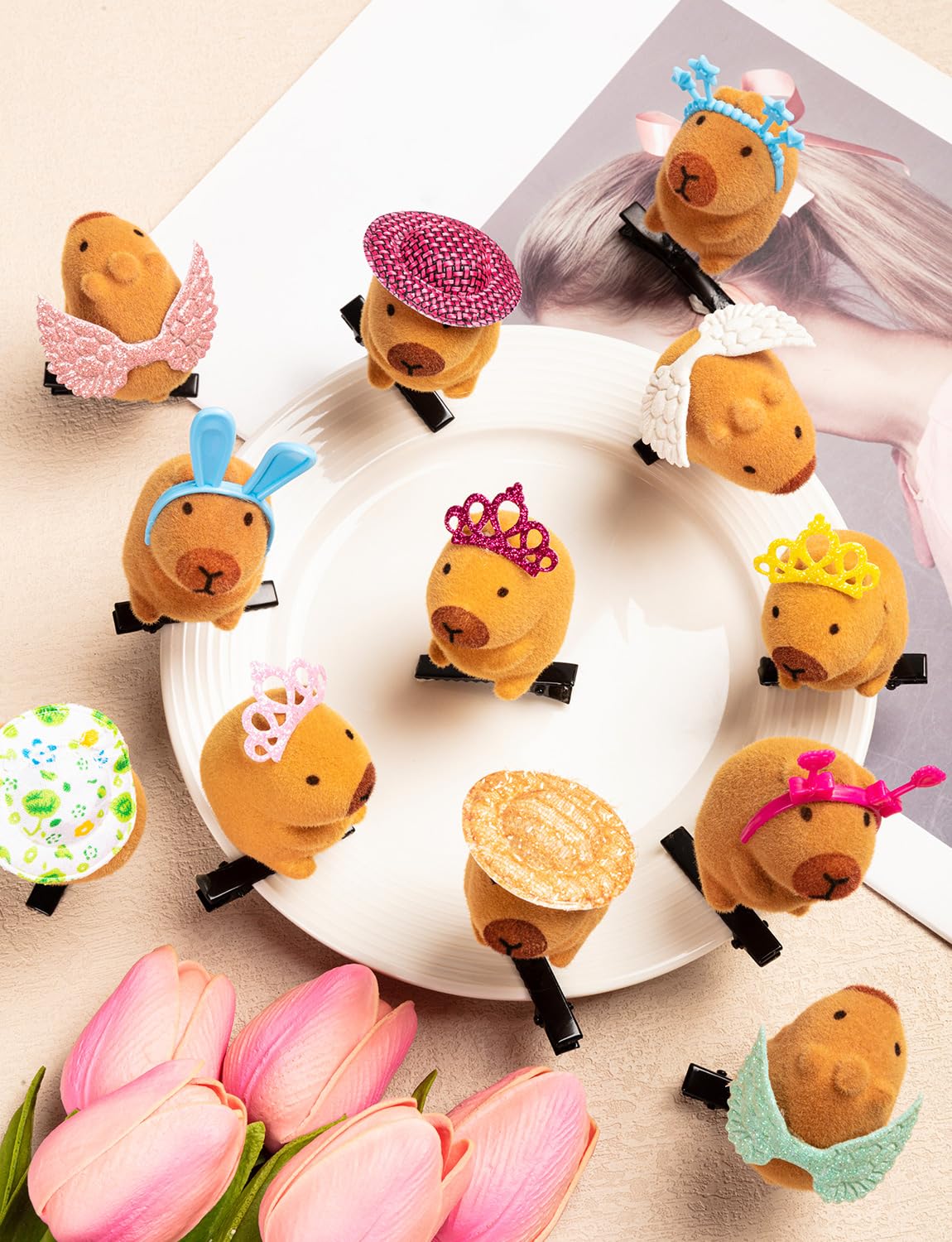JMZYJZH capybara hair clip with tiny headpiece for themed parties.