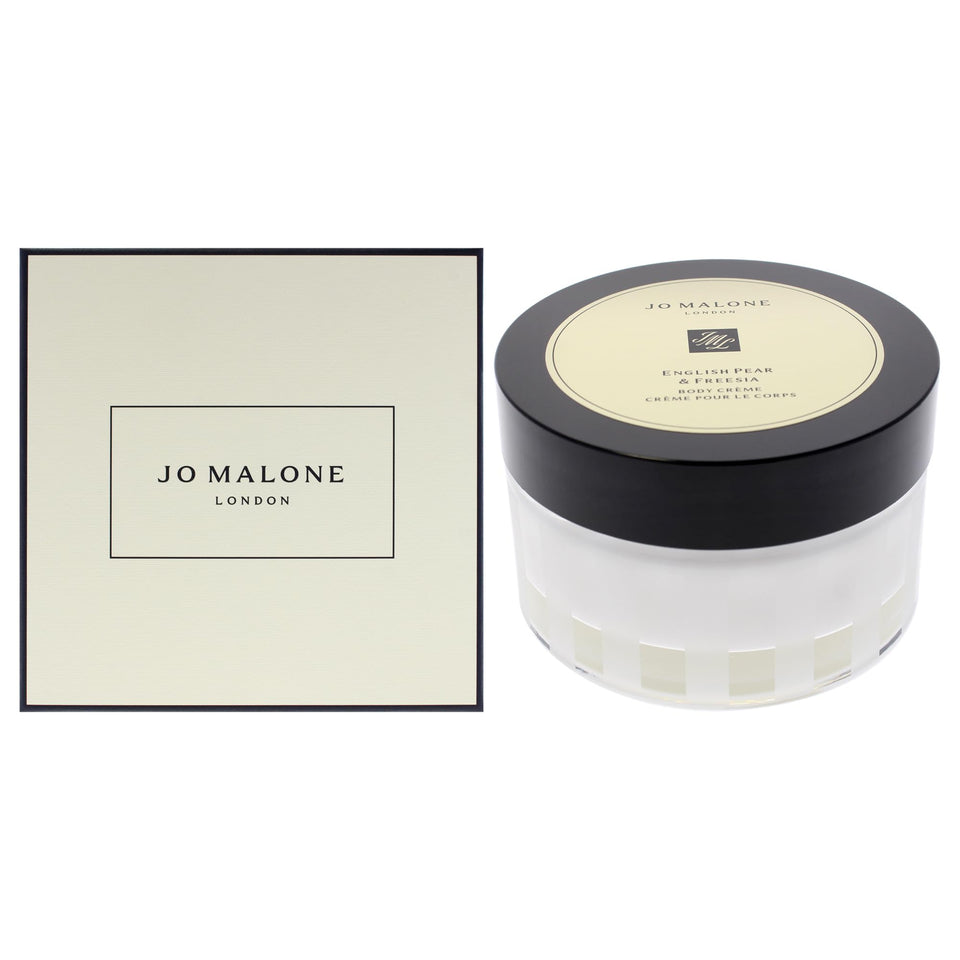 Jo Malone English Pear and Freesia Body Creme jar delivers rich hydration.