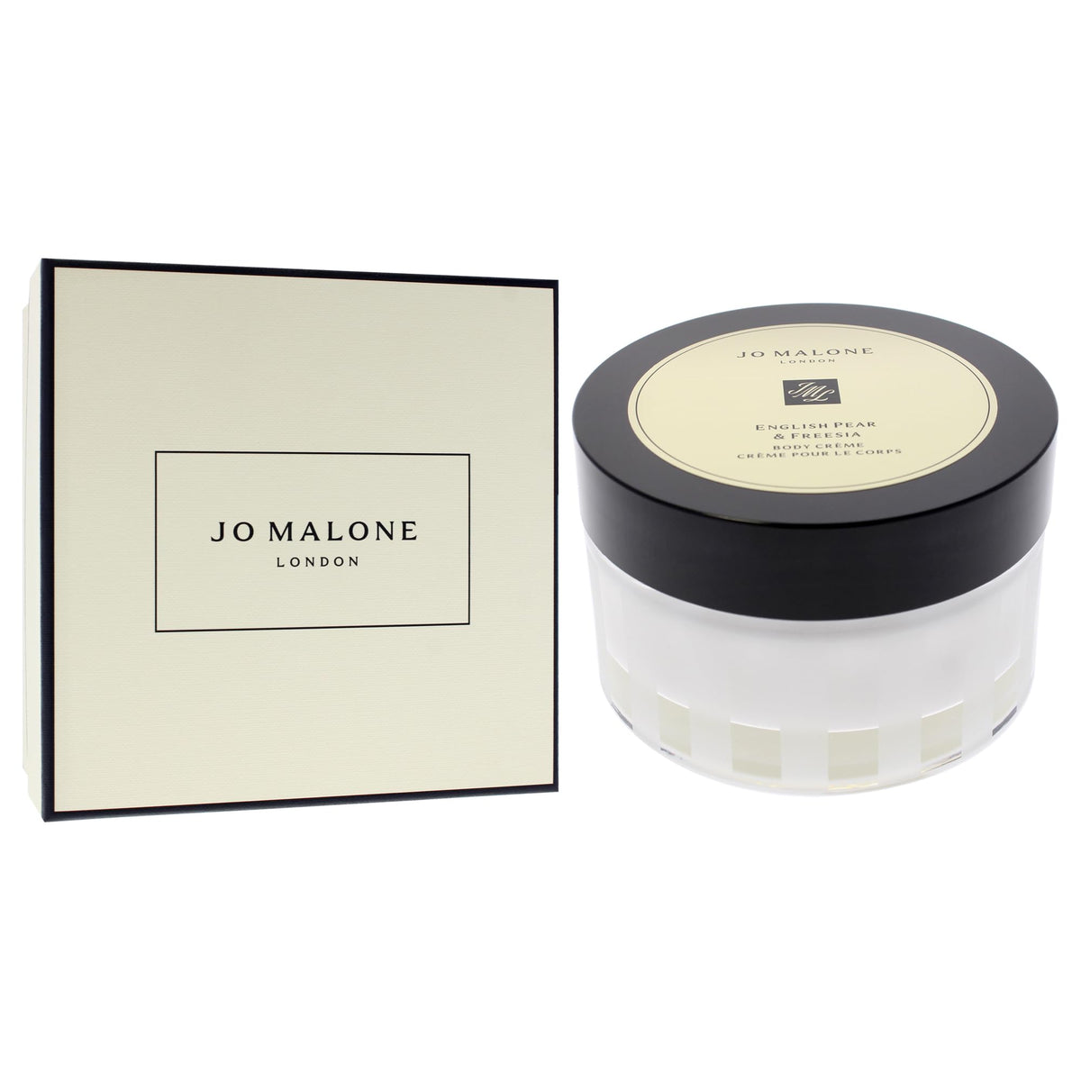 Jo Malone body creme texture closeup shows velvety hydration for skin.