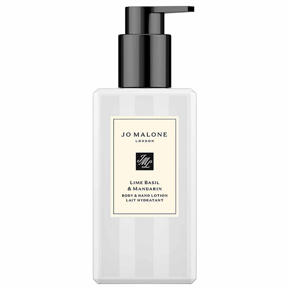 Jo Malone Lime Basil & Mandarin body lotion bottle front with premium packaging