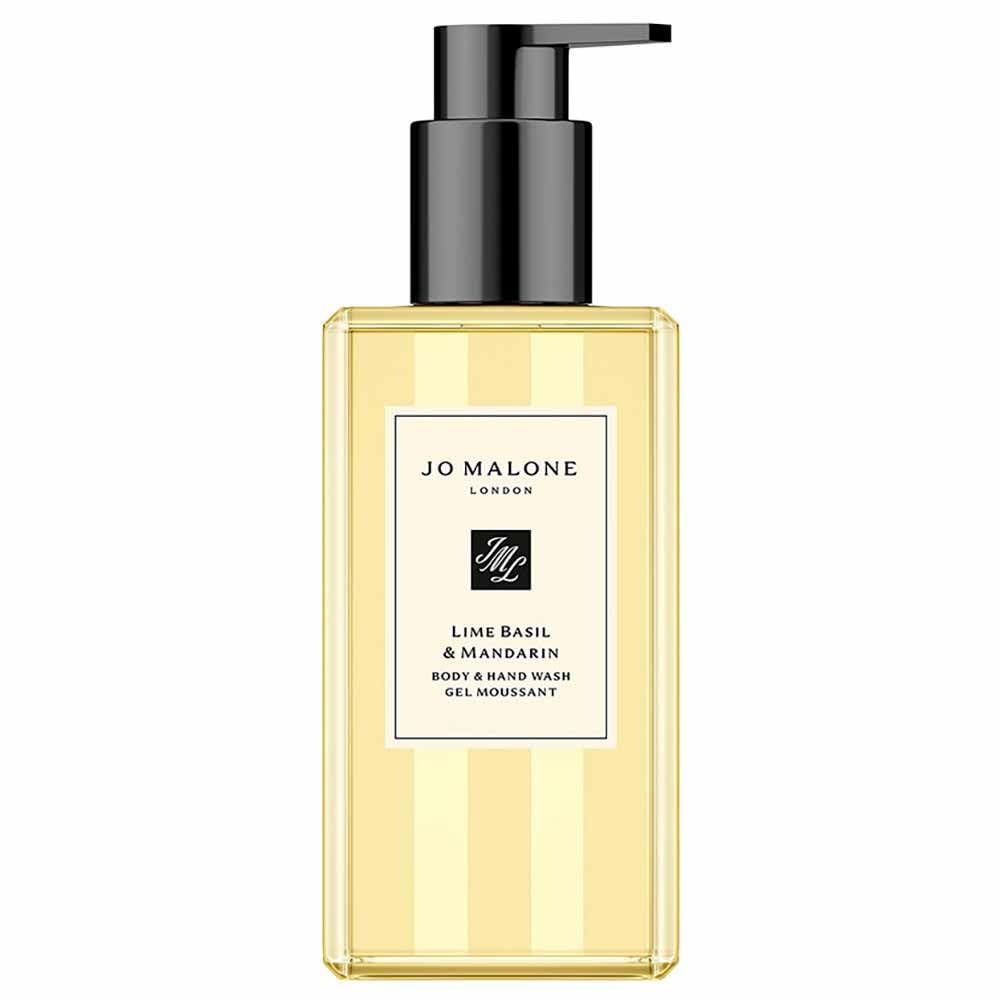 Jo Malone Lime Basil and Mandarin hand wash bottle delivering a refreshing, zesty cleanse.