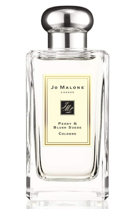 Jo Malone Peony & Blush Suede bottle front view, ideal for fragrance layering