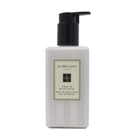 Jo Malone Peony & Blush Suede lotion bottle ready to hydrate and fragrance skin.