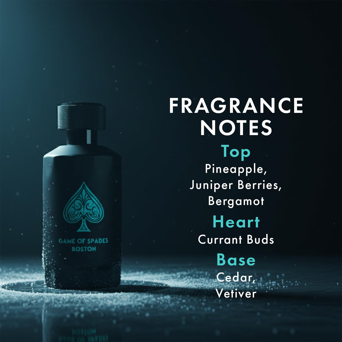 Jo Milano Game of Spades Boston bottle close-up, highlighting sleek glass and premium cap