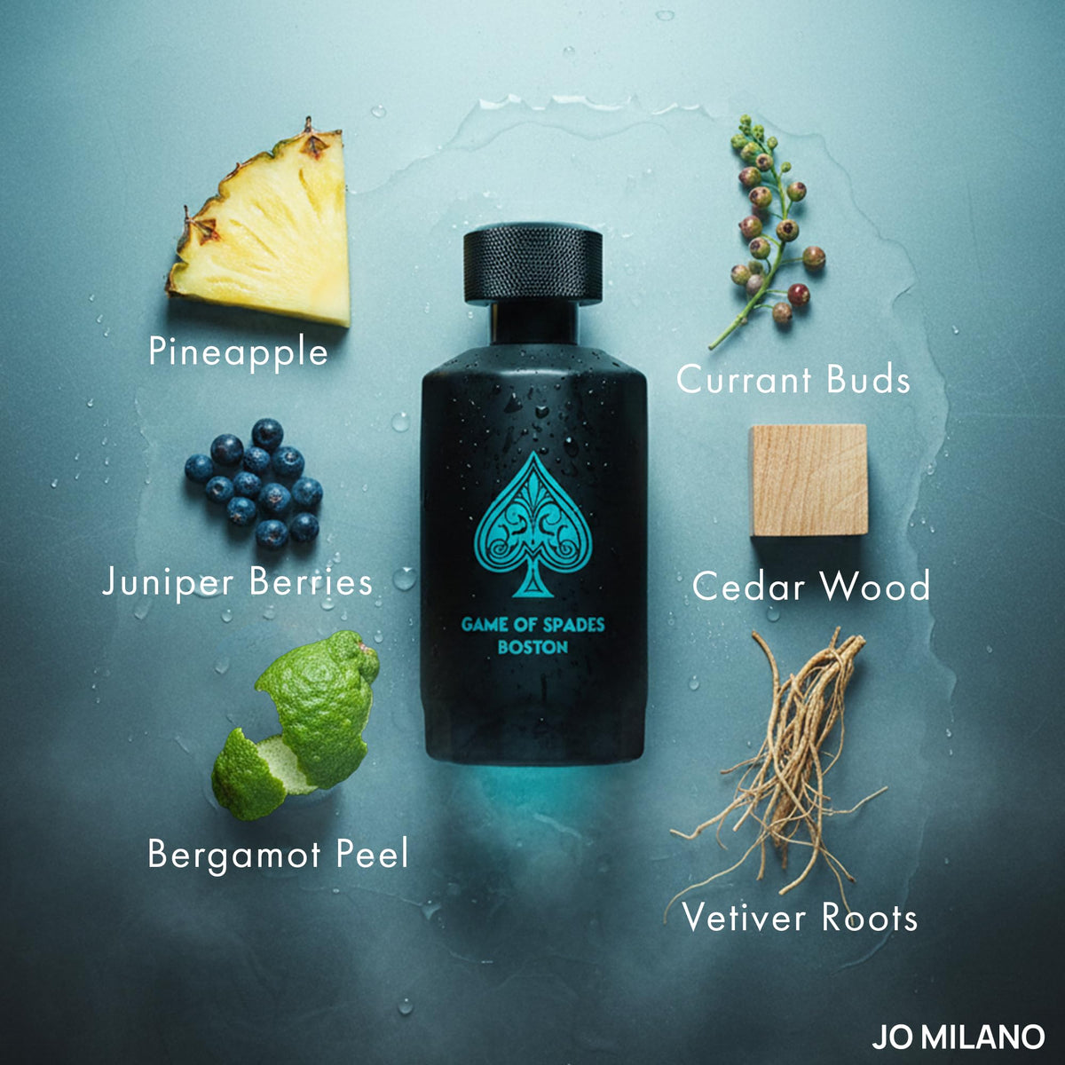 Jo Milano Game of Spades Boston opening notes: bergamot and pineapple for freshness