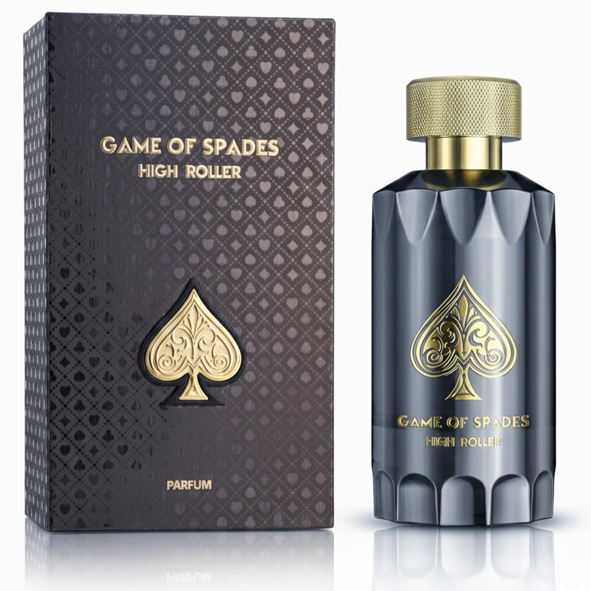 Jo Milano Game of Spades High Roller bottle front view for a bold, luxurious feel