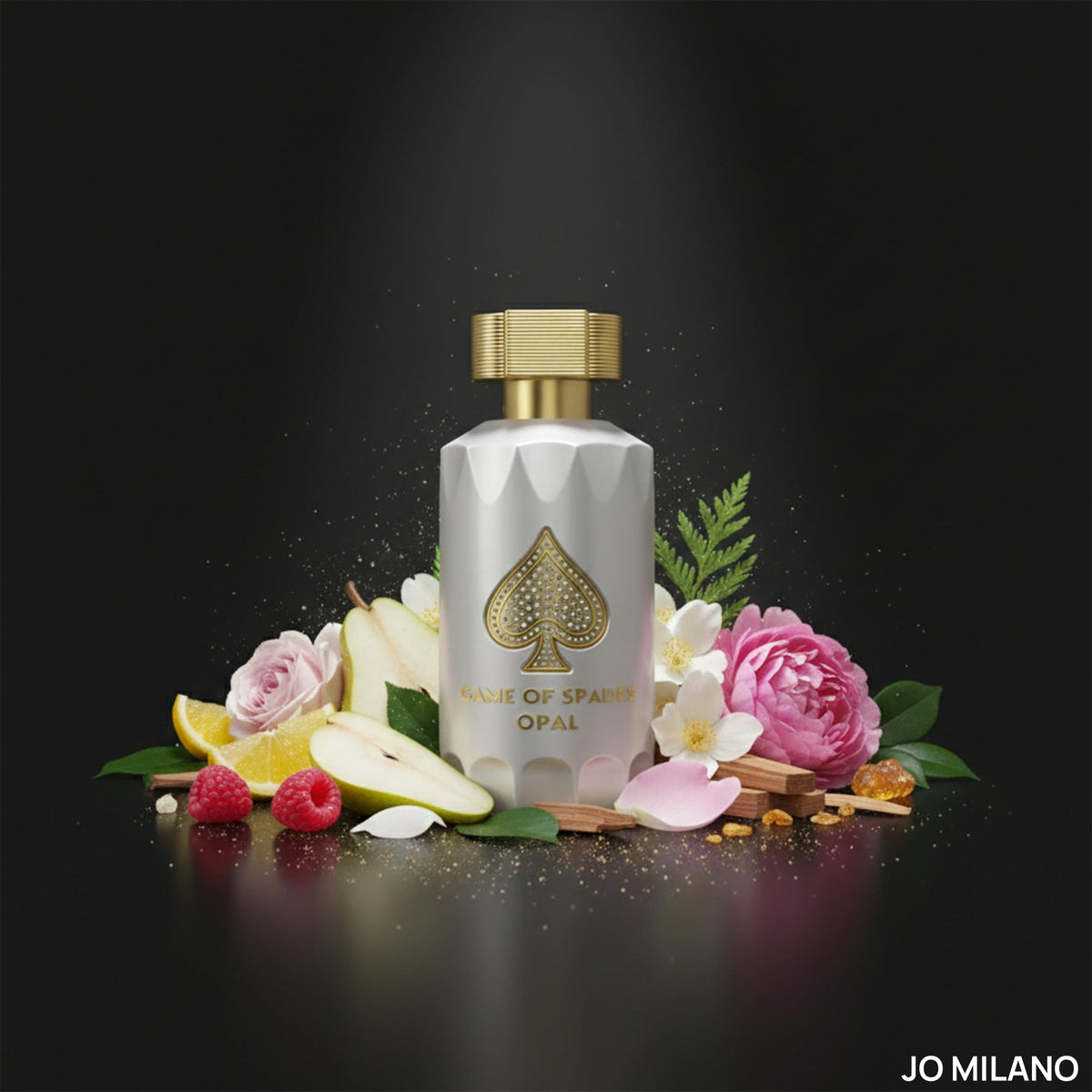 Jo Milano Game of Spades Opal heart notes feature rose jasmine and peony