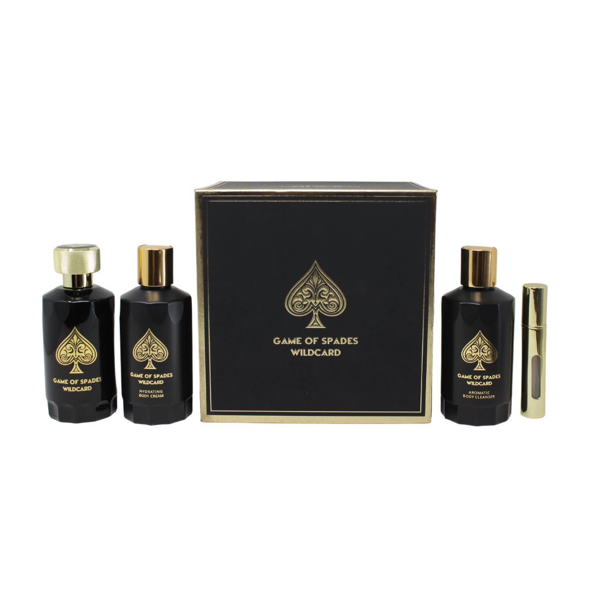 Jo Milano Game of Spades Wildcard body cleanser bottle for refreshing shower