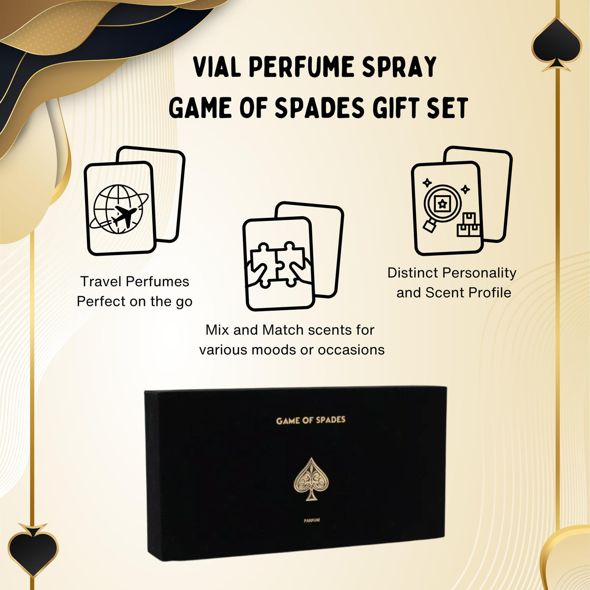 Jo Milano Game of Spades Wildcard mini EDP provides bold, unisex appeal in a compact bottle.