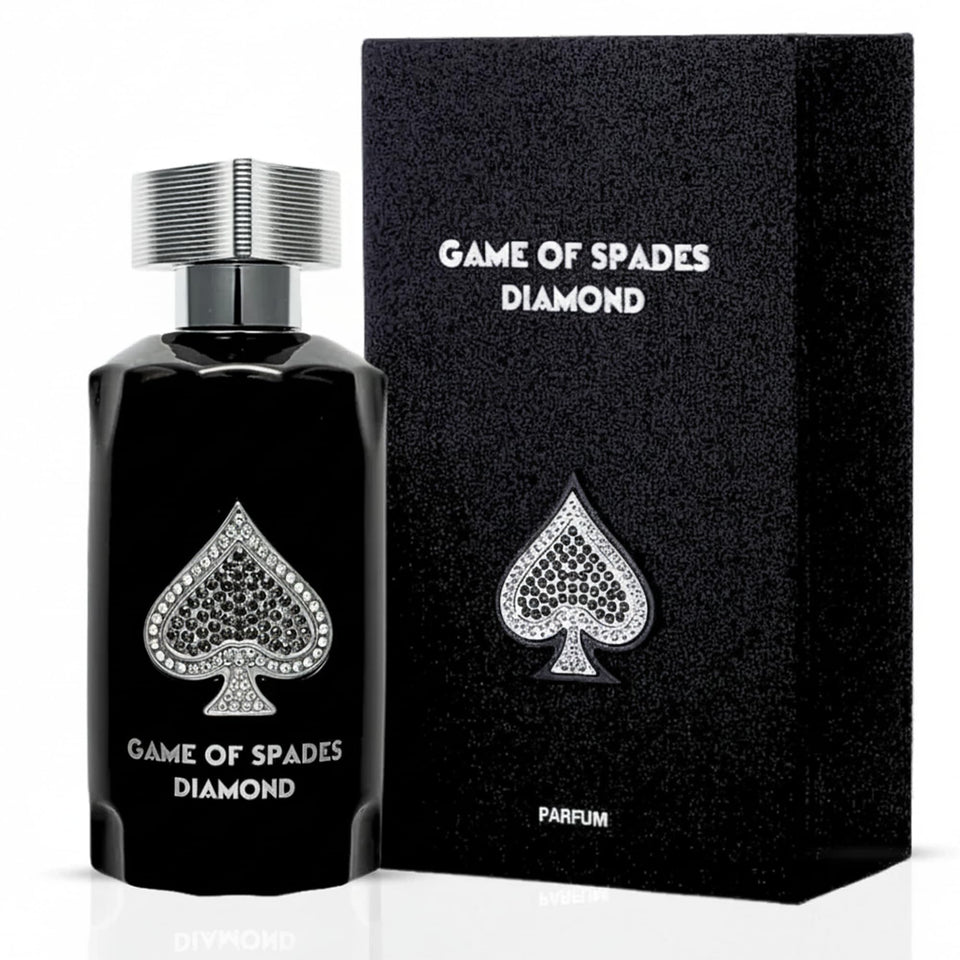 Jo Milano Game of Spades Diamond bottle front; premium unisex fragrance for daily wear.