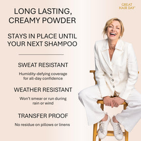 Joan Rivers Great Hair Day transfer-proof on pillow illustration demonstrates long-lasting hold.