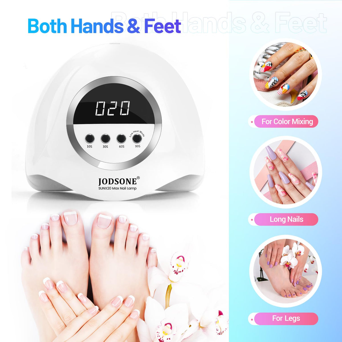 JODSONE U V LED Nail Lamp dual-light design mimics sunlight