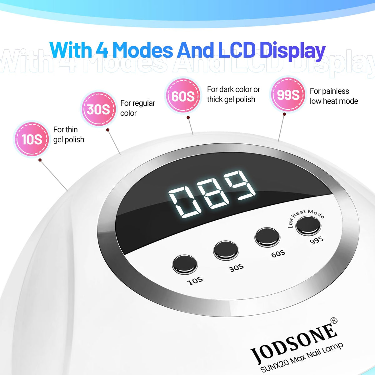 JODSONE U V LED Nail Lamp LCD display enables precise timing control