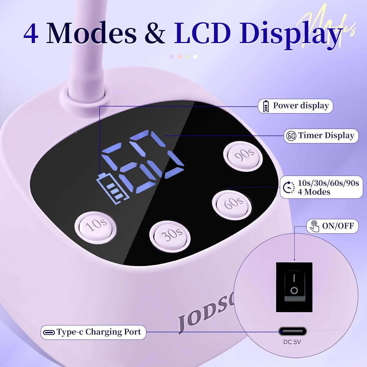 JODSONE timer options show 90, 60, 30, 10 seconds for control