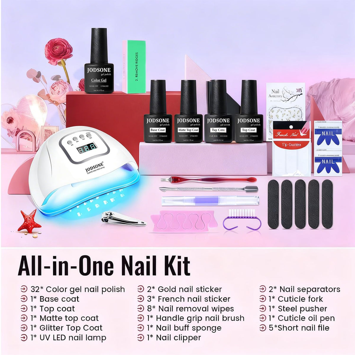 JODSONE base coat and top coat for smooth, glossy finishes.