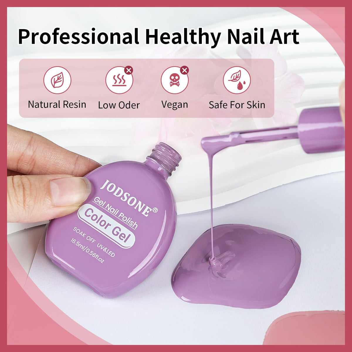 JODSONE quick cure under nail lamp in 90–120 seconds.