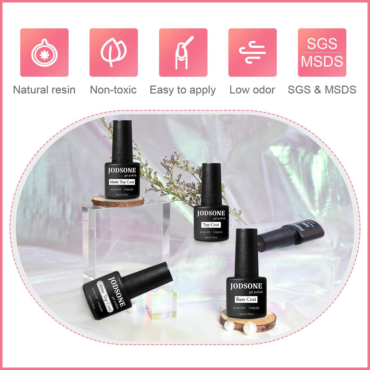 JODSONE glitter top coat adding sparkling shimmer and protection