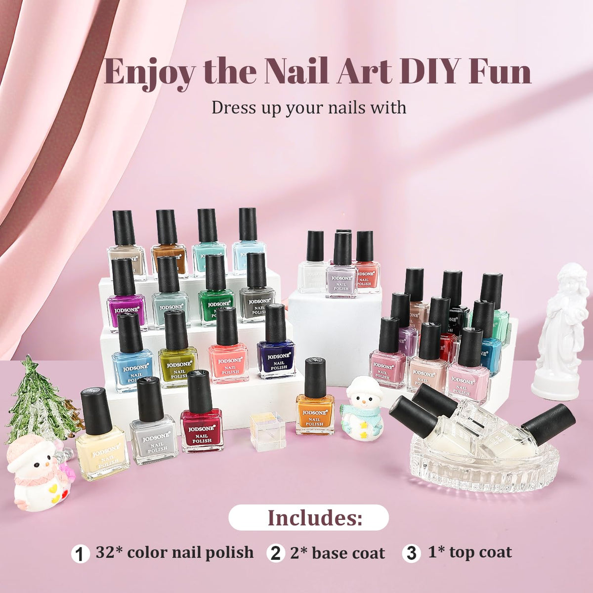 JODSONE includes base coats and a top coat for a complete set