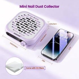 JODSONE purple mini nail dust collector side view showing compact palm size