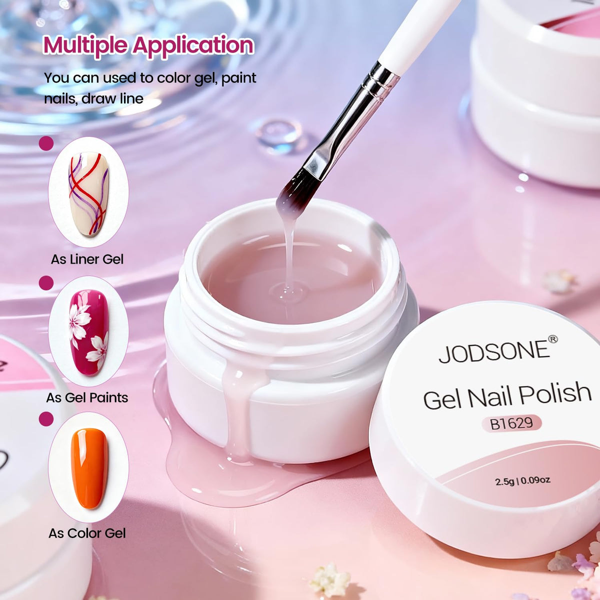JODSONE top coat delivers glossy, durable shine for nails.