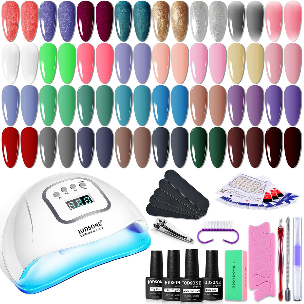JODSONE 32-color gel polish set with UV lamp for at-home nails