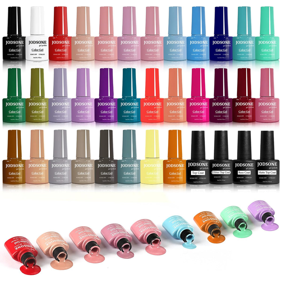 JODSONE gel polish set with 36 colors for versatile at-home nail art.