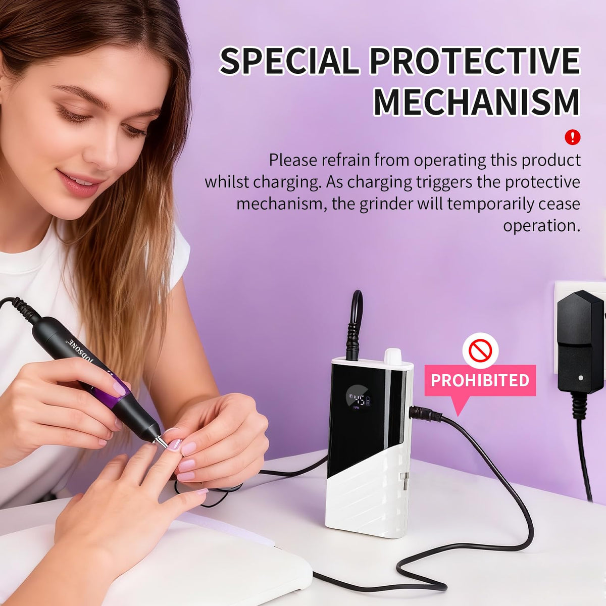 JODSONE nail drill with LED display for precise speed control.