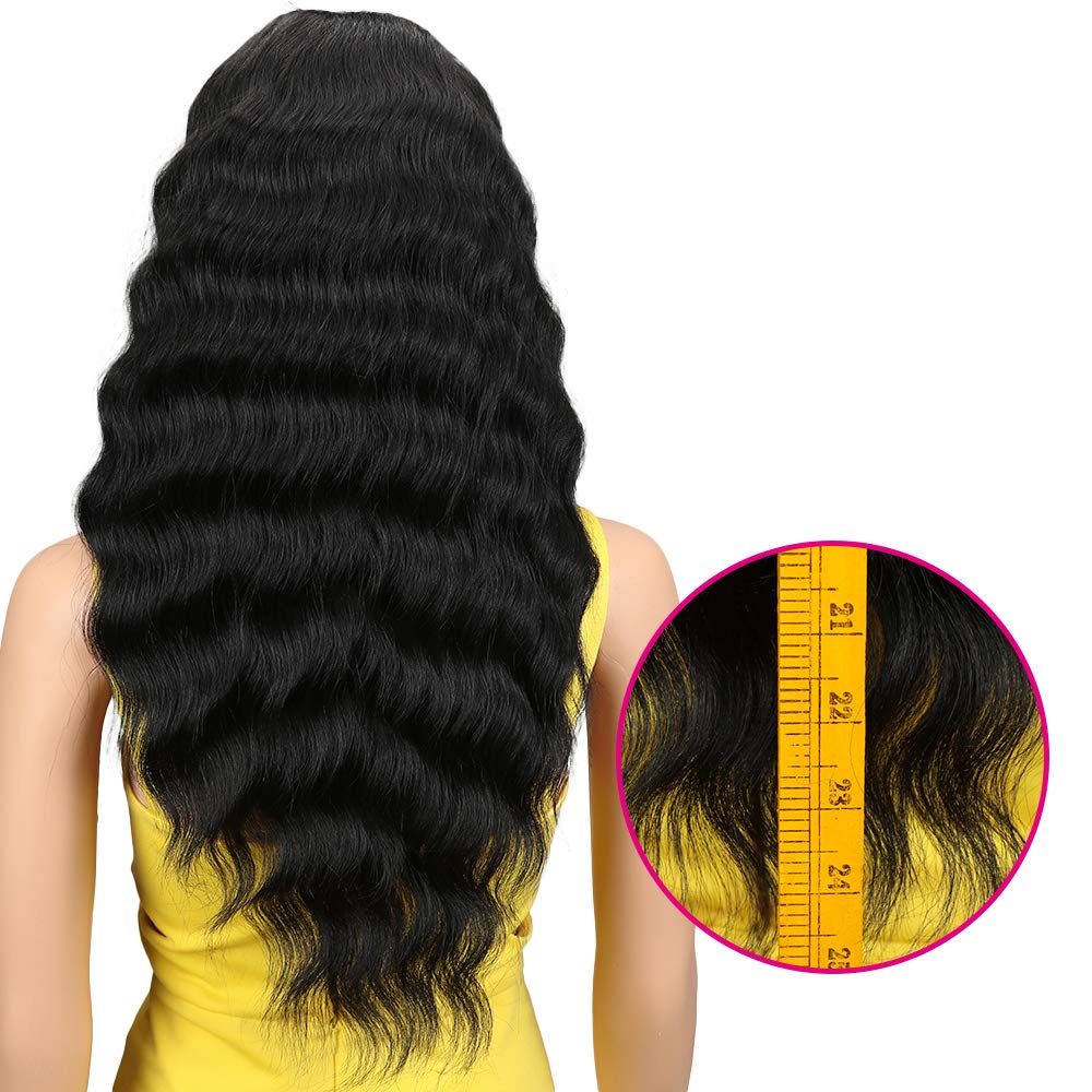 Joedir lace front wig 24in side view highlights long, flowing waves suitable for daily wear.