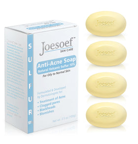 JOESOEF Sulfur Soap acne facial cleanser 100g 4-pack bar front boosts clarity.