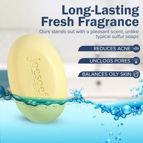 JOESOEF Sulfur Soap pore-care closeup suggests clearer-looking skin.