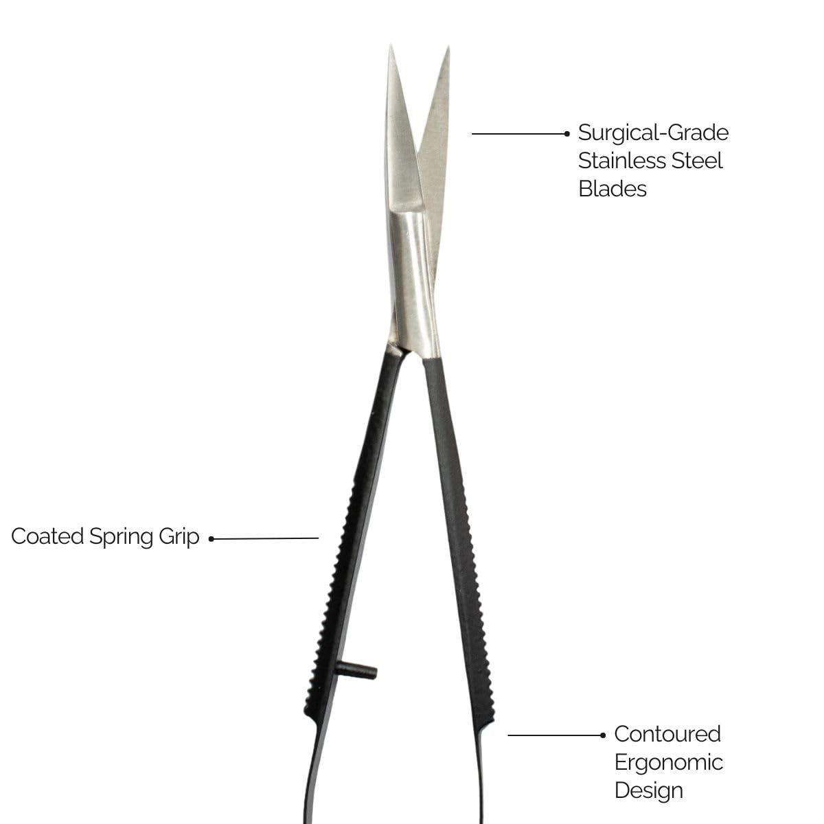 Joey Healy Precision Brow Scissor coated spring grip for smooth trimming.