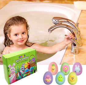Bath scene with blooming colors from JoFAN Easter bombs.