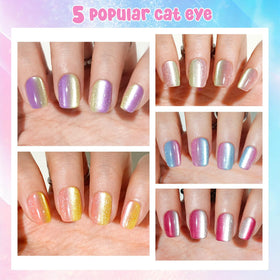 Jofay Fashion two-tone ombre square cat eye nails style 3 for flexible wear.