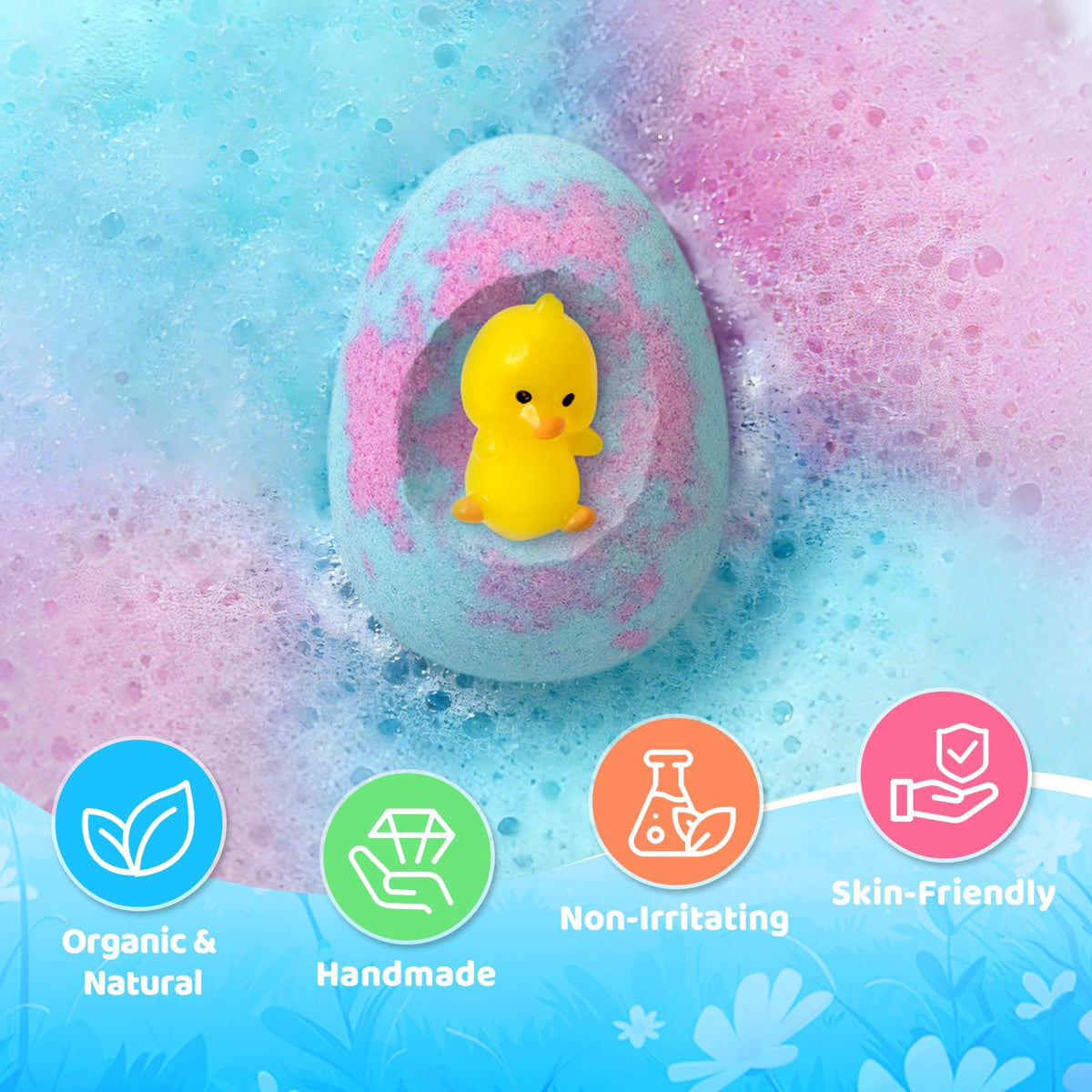 JOFEI Easter-themed toys inside, ready to reveal during bath-time surprises