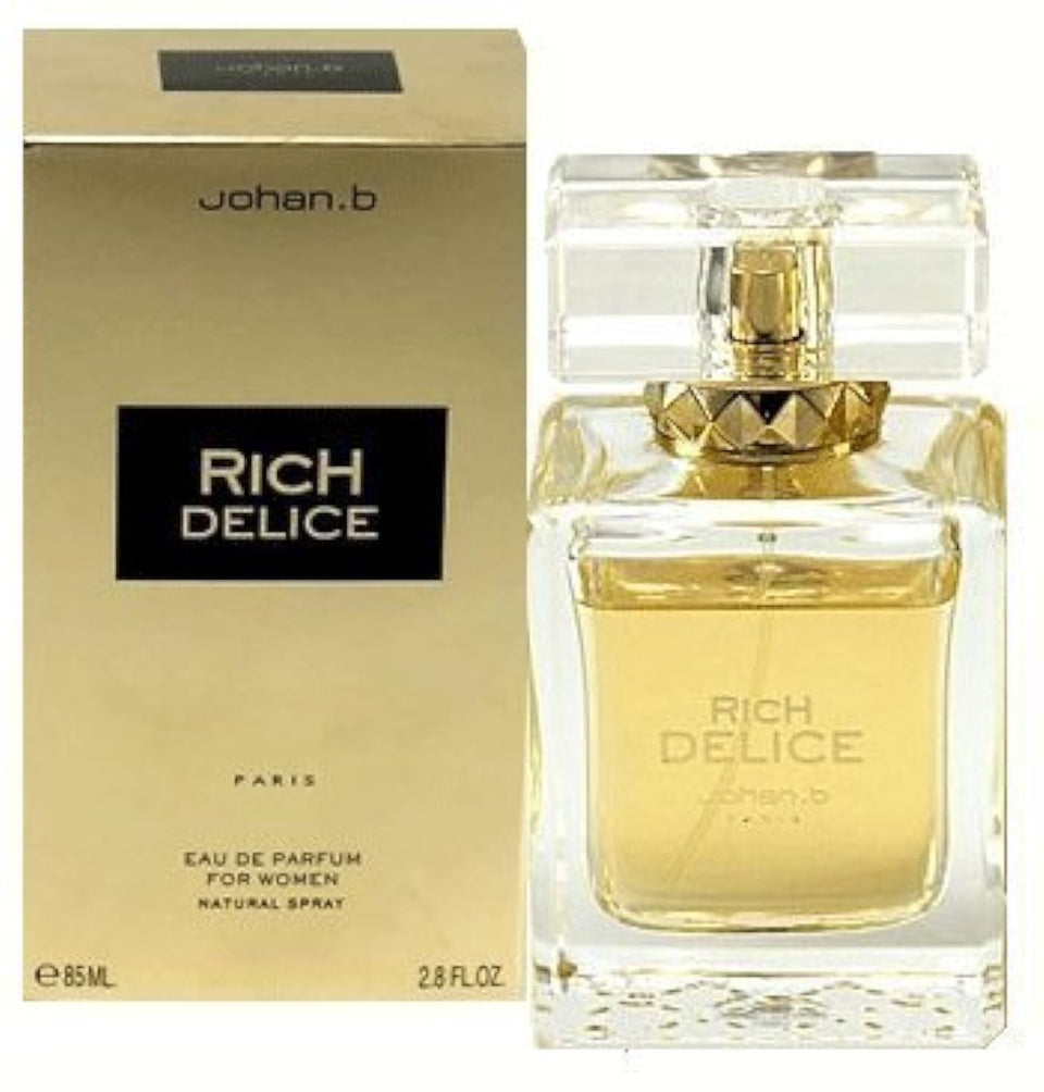 Johan B. Rich Delice for Women bottle front view, refined design for daily wear.