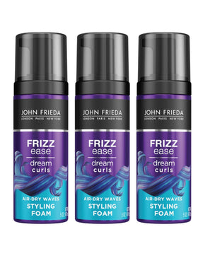 John Frieda Dream Air-Dry Waves Foam trio pack highlights easy wave styling.