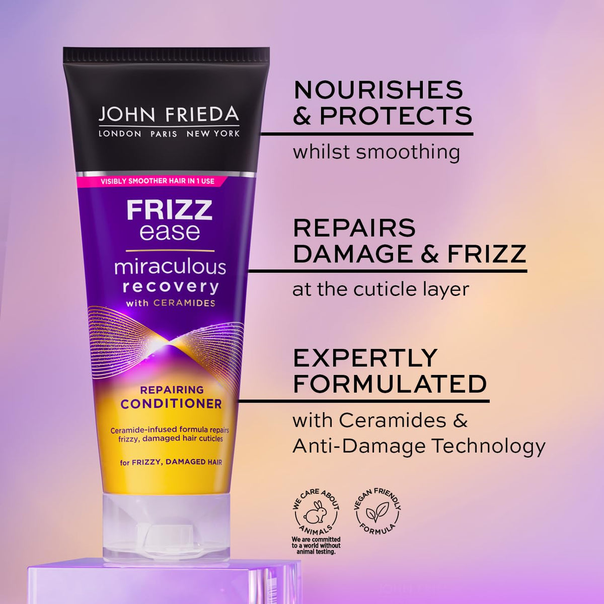 John Frieda Miraculous Recovery conditioner texture for nourishing application.