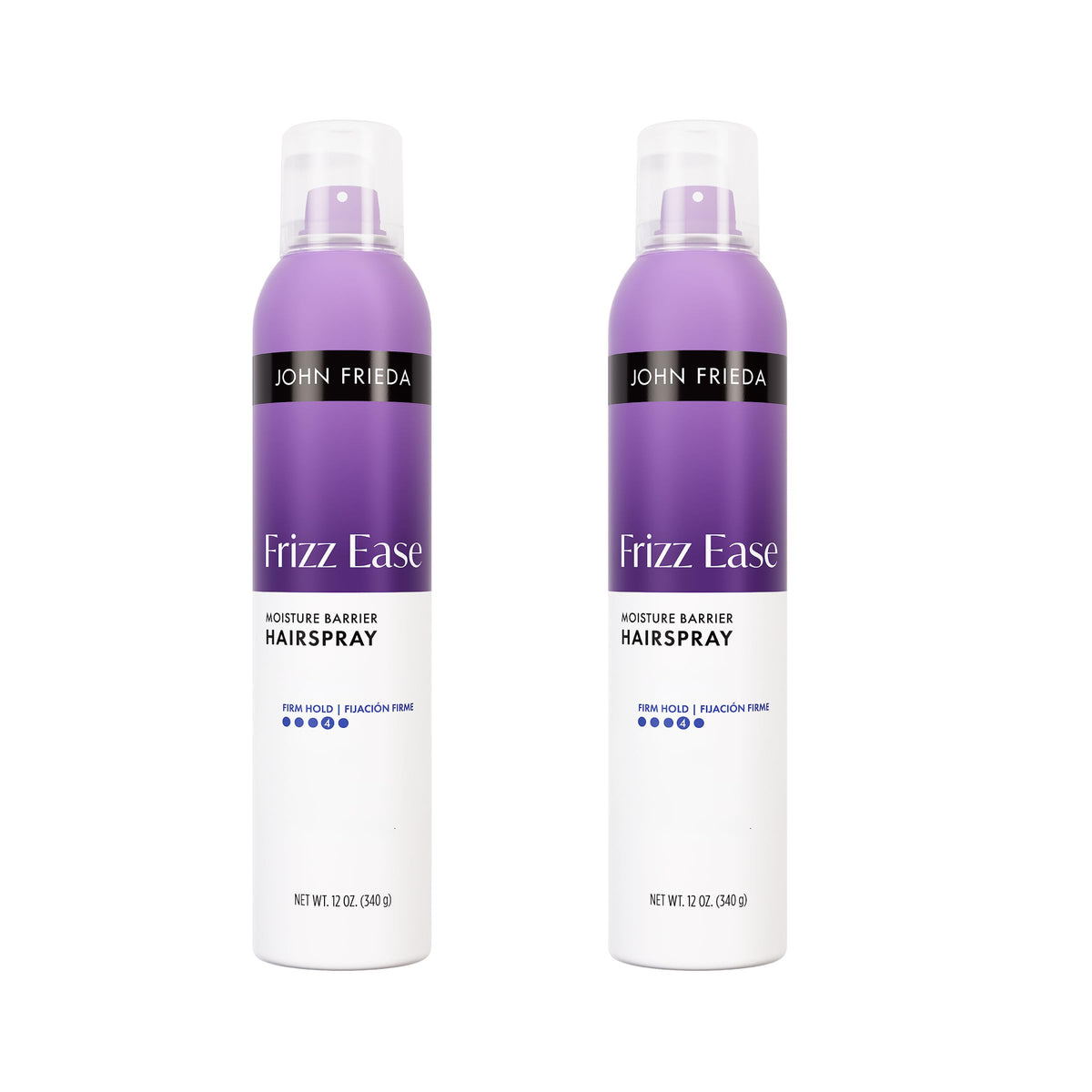 John Frieda Frizz Ease Moisture Barrier firm hold hairspray can delivers long-lasting style and humidity resistance.