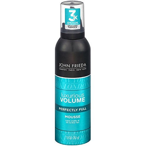 John Frieda Luxurious Volume Mousse bottle for fuller-looking hair with lightweight hold.