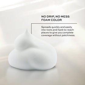 John Frieda Precision Foam application close-up shows patch-free coverage.