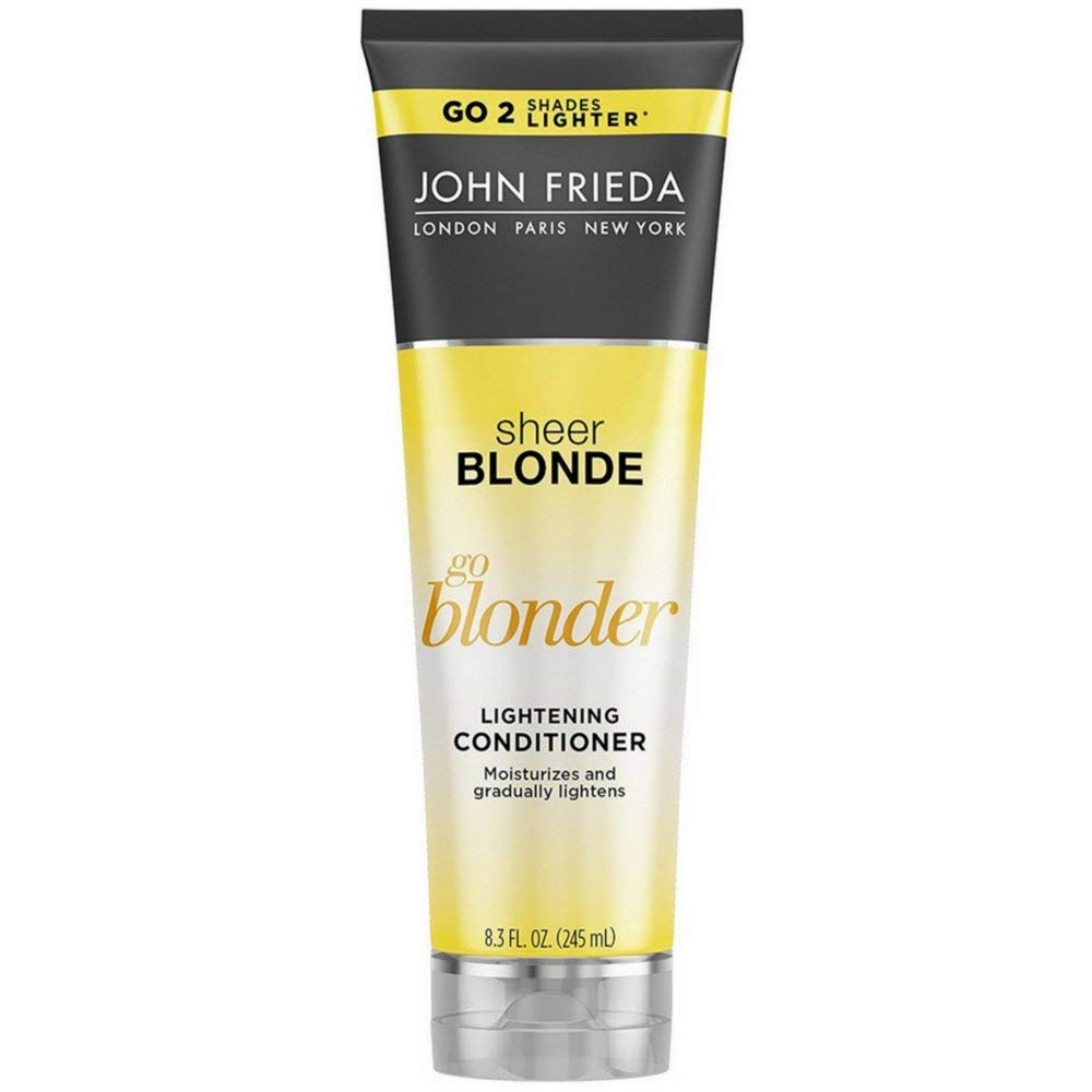 John Frieda Sheer Blonde Go Blonder conditioner bottle for lightened blonde tones over time