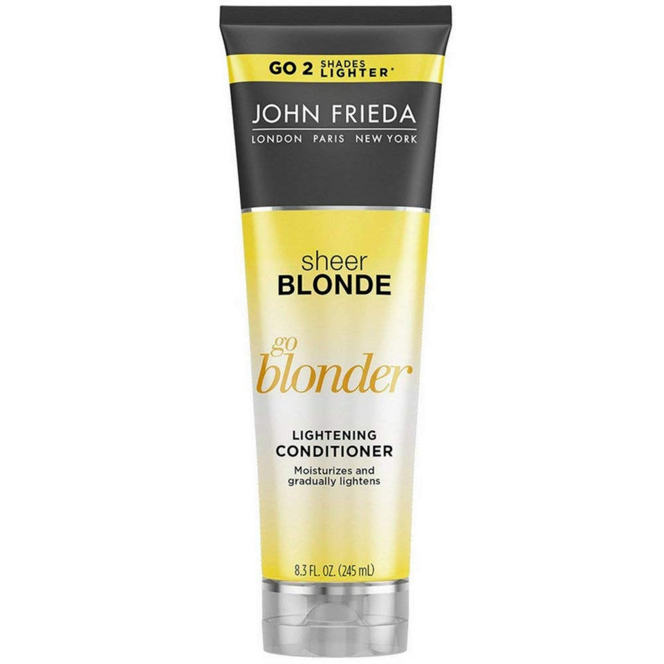 John Frieda Sheer Blonde Go Blonder conditioner bottle for lightened blonde tones over time